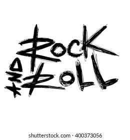 Hand draw sketch Rock and Roll illustration. Rock and Roll tattoo print.