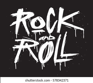 Hand draw sketch Rock   Roll illustration  Rock`n`Roll tattoo print 