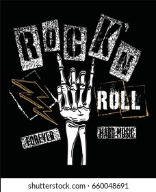 Hand draw sketch Rock and Roll illustration
