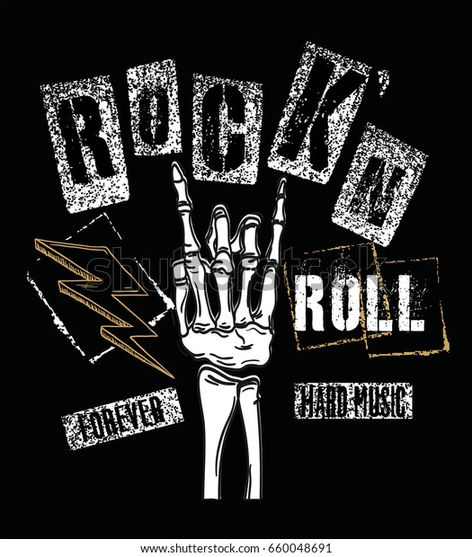 Hand Draw Sketch Rock Roll Illustration Stock Vector (Royalty Free ...