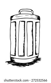 hand draw sketch, Rubbish bin filled with waste
