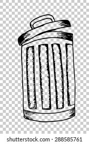 hand draw sketch, Rubbish bin filled with waste
