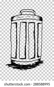 hand draw sketch, Rubbish bin 