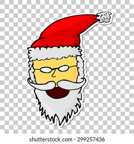 hand draw sketch of Santa Claus Face at transparent effect background