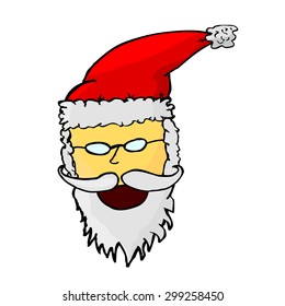 hand draw sketch of Santa Claus Face isolated on white
