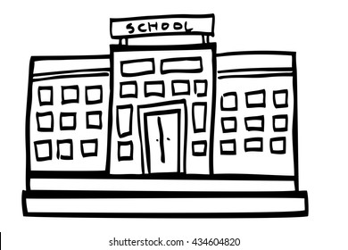 Hand Draw Sketch of School Building
