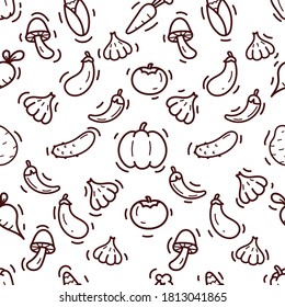 Dibujo a mano Dibujar patrón de verduras sin soldadura para fondo, envolver papel, pancarta, cortina