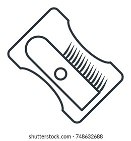 Hand draw sketch sharpener icon. Flat vector cartoon illustration. Objects isolated on white background.