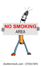 hand draw sketch sign of No Smoking  