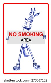 hand draw sketch sign of No Smoking  