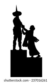 Hand Draw Sketch silhouette Statue of Tugu Tani (one of statue in Jakarta, Indonesia) 