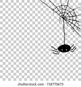 Hand Draw sketch, Spider and Web at right top Corner, at transparent effect background
