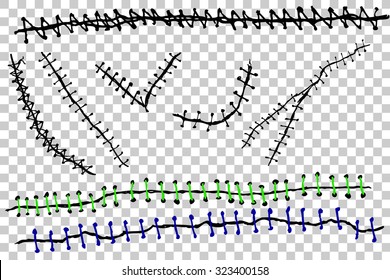 Hand Draw Sketch of Stitching, at transparent effect background
