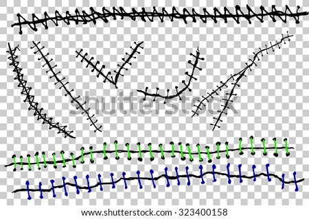 Hand Draw Sketch of Stitching, at transparent effect background
