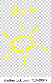 Hand Draw Sketch of Sun, at Transparent Effect Background
