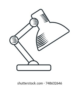 Hand draw sketch table lamp icon. Flat vector cartoon illustration. Objects isolated on white background.
