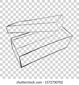 Hand Draw Sketch Template or Mockup Vector Black Shoe Box, at Transparent Effect Background

