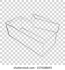 Hand Draw Sketch Template or Mockup Vector Black Shoe Box, at Transparent Effect Background
