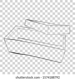 Hand Draw Sketch Template or Mockup Vector Black Shoe Box, at Transparent Effect Background

