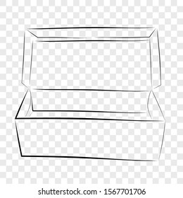 Hand Draw Sketch Template Vector Black Shoe Box, at Transparent Effect Background
