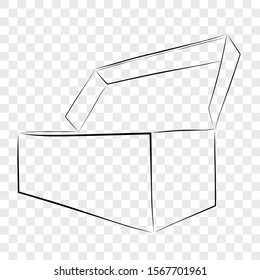 Hand Draw Sketch Template Vector Black Shoe Box, at Transparent Effect Background
