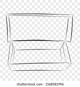 Hand Draw Sketch Template Vector Mockup Black Shoe Box, at Transparent Effect Background
