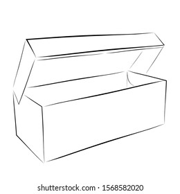 Hand Draw Sketch Template Vector Black Shoe Box, at Transparent Effect Background
