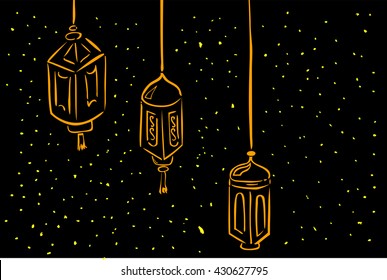 Hand Draw sketch of three model Lantern 
