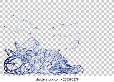 hand draw sketch, Trash
