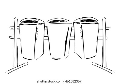 Hand Draw Sketch of trash bin, isolated on white
