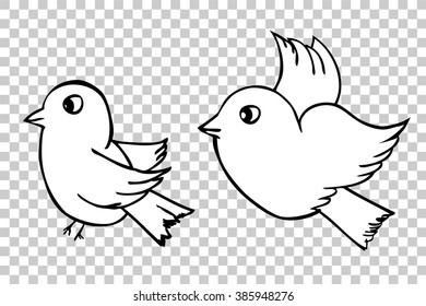 hand draw sketch, two Birds
