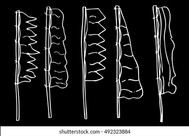 Hand Draw Sketch, Umbul umbul, a unique vertical flag at indonesia
