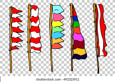 Hand Draw Sketch, Umbul umbul, a unique vertical flag at indonesia
