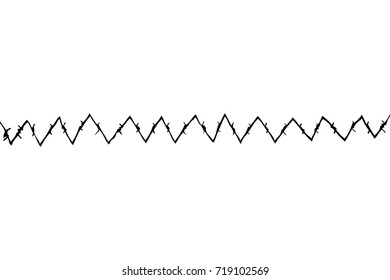 Hand Draw sketch of various seamless Barbed Wire, at transparent effect background
