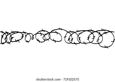 Hand Draw sketch of various seamless Barbed Wire, at transparent effect background
