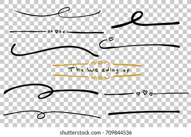 Hand Draw sketch of various Wedding Title Border, at Transparent Effect Background
