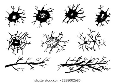 hand draw sketch vector black white crack set 9
