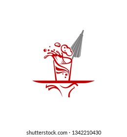 hand draw, sketch, vector, illustration of glass with drink spills out