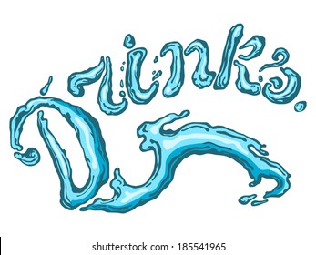 hand draw, sketch, vector, illustration of inscription "drinks"