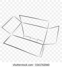 Hand Draw Sketch Vector Mockup Black outline cardboard, at transparent effect background
