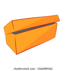 Hand Draw Sketch Vector Mockup Orange Shoe Box, Isolated on white
