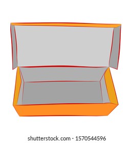 Hand Draw Sketch Vector Mockup Orange Shoe Box, Isolated on white
