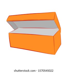 Hand Draw Sketch Vector Mockup Orange Shoe Box, Isolated on white
