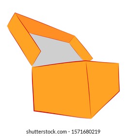 Hand Draw Sketch Vector Mockup Orange Shoe Box, Isolated on white
