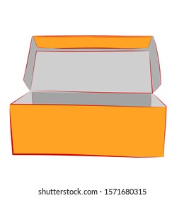 Hand Draw Sketch Vector Mockup Orange Shoe Box, Isolated on white
