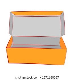 Hand Draw Sketch Vector Mockup Orange Shoe Box, Isolated on white
