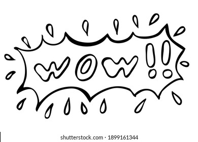 Hand Draw Sketch Vector Surpise or shock expression, Wow
