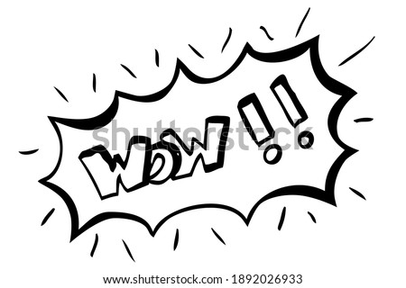 Hand Draw Sketch Vector Surpise or shock expression, Wow
