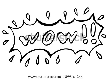 Hand Draw Sketch Vector Surpise or shock expression, Wow
