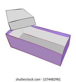 Hand Draw Sketch Vector Template or mockup Purple Shoe Box, Isolated on white
